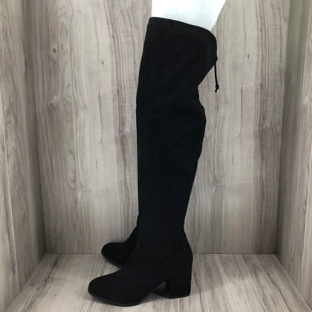 Unisa OTK Boots Womens 8.5 Black Pull On Over The Knee